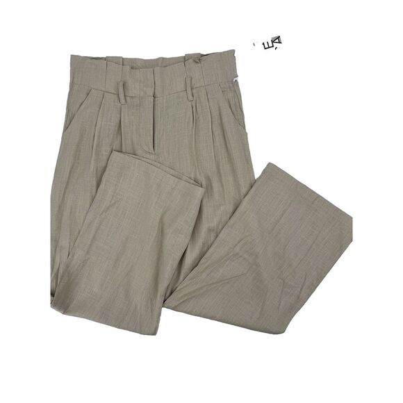Definitions women's M Linen/Rayon wide leg pants,‎ wide leg, Cropped Khaki Tan - Picture 1 of 14